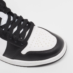 Pre Owned Air Jordans Black/White Leather Jordan 1 Mid Panda Sneakers Size 40