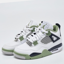 Air Jordans Tricolor Leather Jordan 4 Retro Seafoam Sneakers Size 38