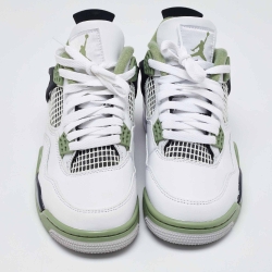 Air Jordans Tricolor Leather Jordan 4 Retro Seafoam Sneakers Size 38