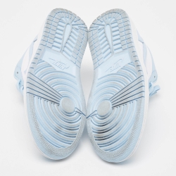 Pre Owned Air Jordans Blue/White Leather Jordan 1 Low White Ice Blue Sneakers Size 40