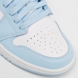 Pre Owned Air Jordans Blue/White Leather Jordan 1 Low White Ice Blue Sneakers Size 40