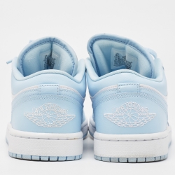 Pre Owned Air Jordans Blue/White Leather Jordan 1 Low White Ice Blue Sneakers Size 40
