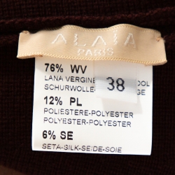 Pre Owned Alaia Burgundy Wool Blend Knit Sleeveless Fit & Flare Dress M