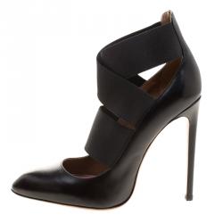 Alaia Black Leather Cross Elastic Strap Pumps Size 40