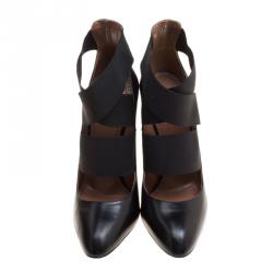 Alaia Black Leather Cross Elastic Strap Pumps Size 40