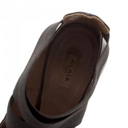 Alaia Black Leather Cross Elastic Strap Pumps Size 40