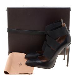Alaia Black Leather Cross Elastic Strap Pumps Size 40