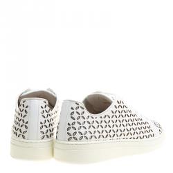 Pre Owned Alaia White Laser Cut Leather Sneakers Size 40