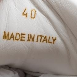 Pre Owned Alaia White Laser Cut Leather Sneakers Size 40