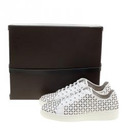 Pre Owned Alaia White Laser Cut Leather Sneakers Size 40