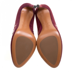 Pre Owned Alaia Burgundy Suede Stud Detail Booties Size 37