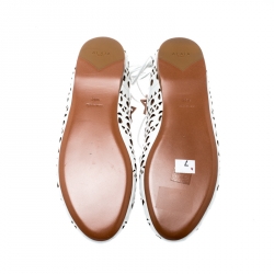 Alaia White Cutout Leather Lace Up Ballet Flats Size 38.5