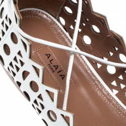 Alaia White Cutout Leather Lace Up Ballet Flats Size 38.5