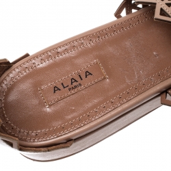 Alaia Beige Laser Cut Ankle Strap Flat Sandals Size 40