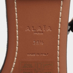 Pre Owned Alaia Black Suede Bombe Ankle Strap Flat Sandals Size 38.5