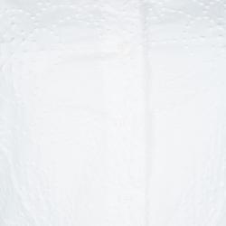 Pre Owned Alaia White Embroidered Cotton Long Sleeve High Low Shirt M