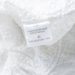 Pre Owned Alaia White Embroidered Cotton Long Sleeve High Low Shirt M