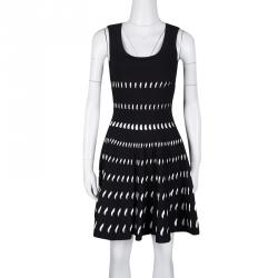 Pre Owned Alaia Monochrome Cutout Detail Sleeveless Skater Dress S