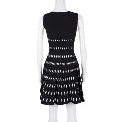 Pre Owned Alaia Monochrome Cutout Detail Sleeveless Skater Dress S