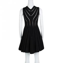 Pre Owned Alaia Black Cutout Detail Knit Sleeveless Fit and Flare Dress S