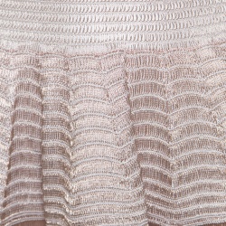 Pre Owned Alaia Gold Striped Knit Sleeveless Fit and Flare Dress L