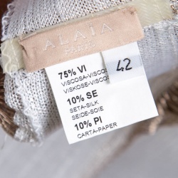 Pre Owned Alaia Gold Striped Knit Sleeveless Fit and Flare Dress L