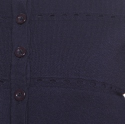 Pre Owned Alaia Navy Blue Wool Blend Cropped Cardigan and Flared Dress Set M