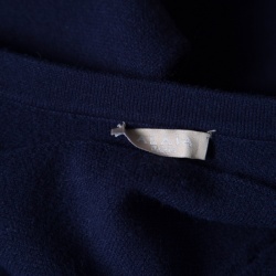 Pre Owned Alaia Navy Blue Wool Blend Cropped Cardigan and Flared Dress Set M