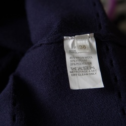 Pre Owned Alaia Navy Blue Wool Blend Cropped Cardigan and Flared Dress Set M