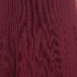 Pre Owned Alaia Maroon Pleated Square Neck Sleeveless Dress M