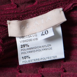 Pre Owned Alaia Maroon Pleated Square Neck Sleeveless Dress M