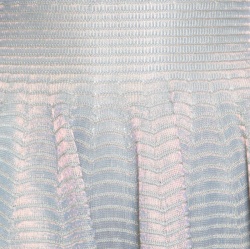 Pre Owned Alaia Silver Striped Knit Sleeveless Fit and Flare Dress M