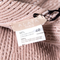 Pre Owned Alaia Beige Perforated Knit Zig Zag Bottom Square Neck Mantille Dress M