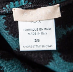 Pre Owned Alaia Black and Green Jacquard Knit Maxi Dress M