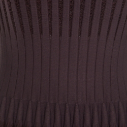 Pre Owned Alaia Brown Stretch Knit Paneled Fit and Flare Dress M