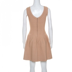Pre Owned Alaia Beige Jacquard Knit Sleeveless Skater Dress S