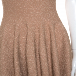 Pre Owned Alaia Beige Jacquard Knit Sleeveless Skater Dress S