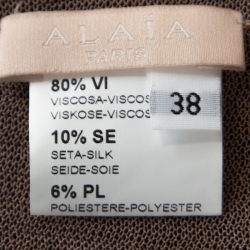 Pre Owned Alaia Black Textured Pointelle Knit Fit and Flare Dress M