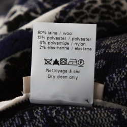 Pre Owned Alaia Blue and White Wool Jacquard Knit Scalloped Hem Dress S