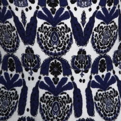 Pre Owned Alaia Blue and White Wool Jacquard Knit Scalloped Hem Dress S