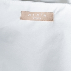 Pre Owned Alaia White Cotton Pleated Poplin Corset Dress M