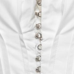 Pre Owned Alaia White Cotton Pleated Poplin Corset Dress M