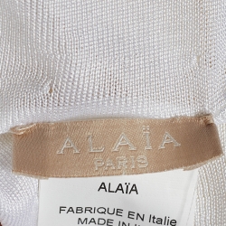 Pre Owned Alaïa Ivory Knit Sleeveless Flared Dress M