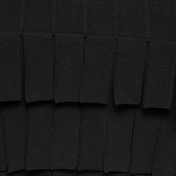 Pre Owned Alaia Black Ribbed-Knit Fringed Cropped Top M