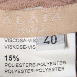 Pre Owned Alaia Nude Pink Jacquard Stretch Knit Skater Dress M