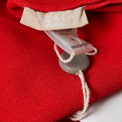 Alaia Red Stretch Knit Flared Midi Dress M