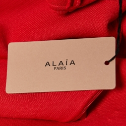 Alaia Red Stretch Knit Flared Midi Dress M