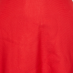 Alaia Red Stretch Knit Flared Midi Dress M