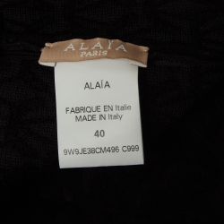 Alaia Black Embossed Velvet Flared Mini Skirt M