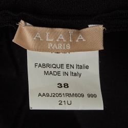 Alaia Black Knit Flared Scalloped Trim Midi Skirt M